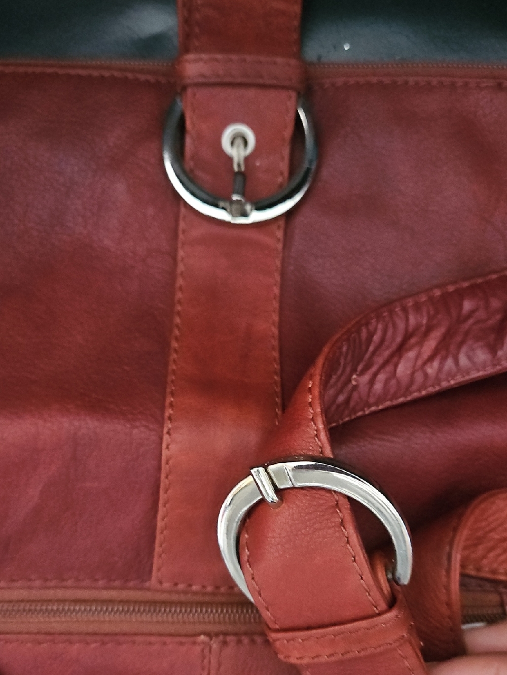 Vera Pelle  Rust 100% Leather  Italian Designer Purse Crossbody Shoulder Bag - Picture 10 of 13